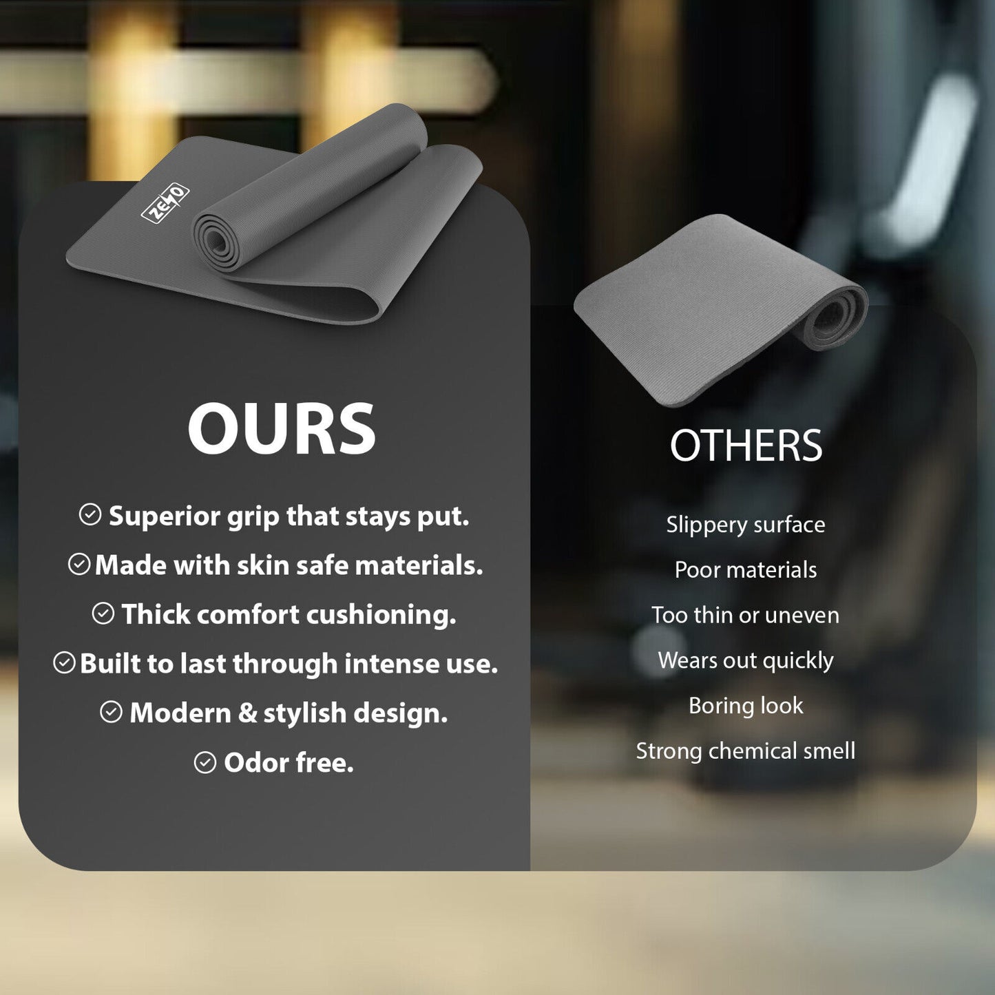 YOGA MAT 10MM THICK EXERCISE MAT GYM WORKOUT FITNESS PILATES HOME NON SLIP NBR