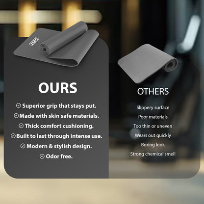 YOGA MAT 10MM THICK EXERCISE MAT GYM WORKOUT FITNESS PILATES HOME NON SLIP NBR