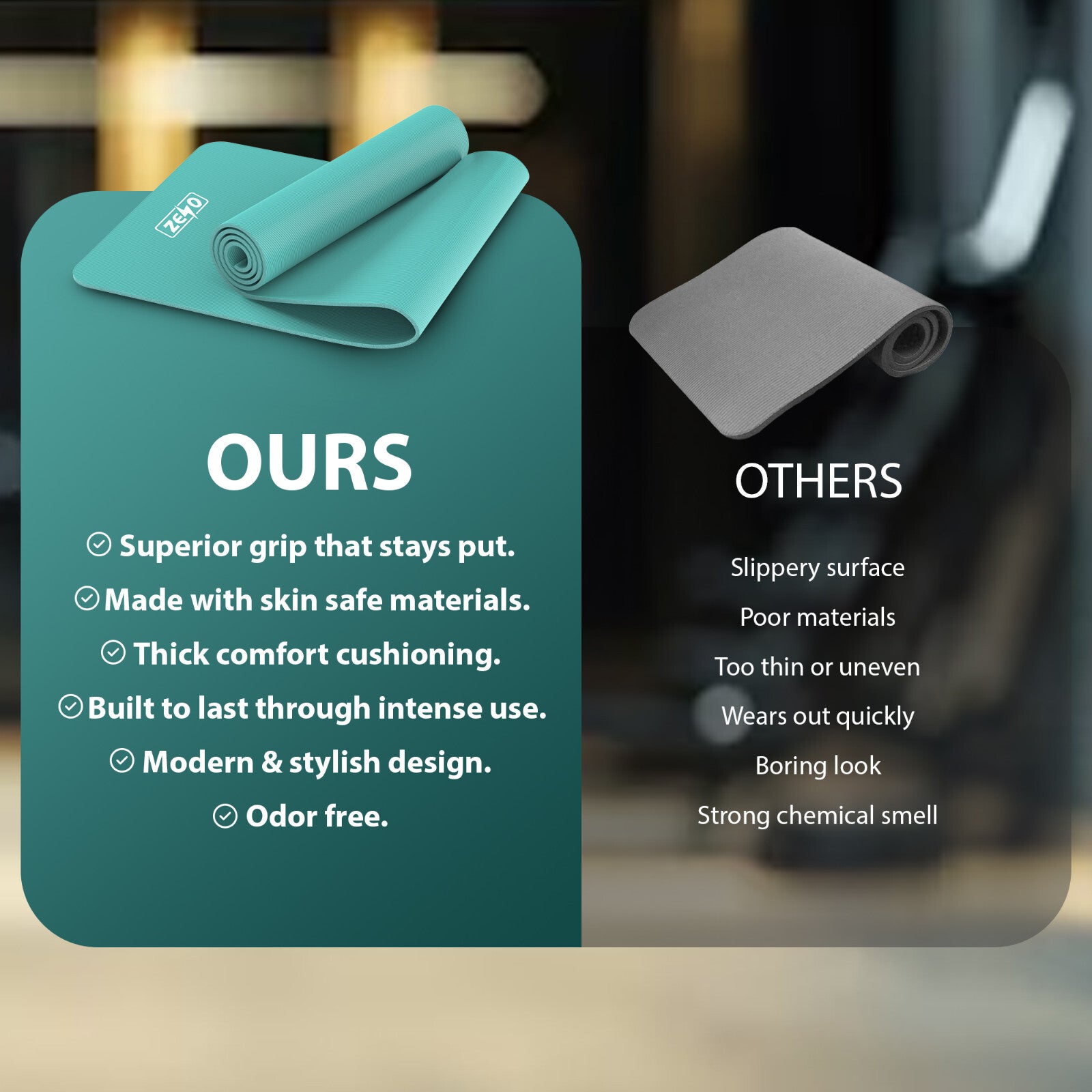 YOGA MAT 10MM THICK EXERCISE MAT GYM WORKOUT FITNESS PILATES HOME NON SLIP NBR