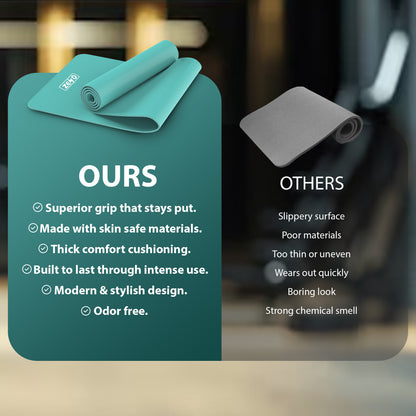 YOGA MAT 10MM THICK EXERCISE MAT GYM WORKOUT FITNESS PILATES HOME NON SLIP NBR