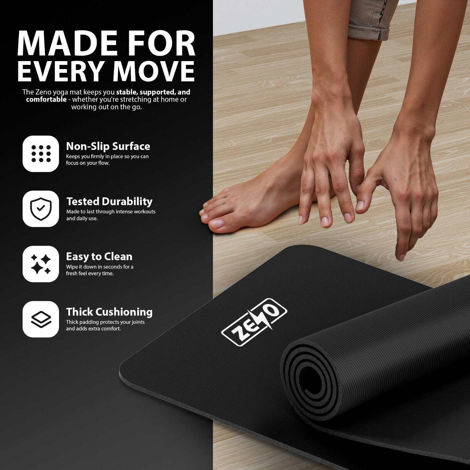 YOGA MAT 10MM THICK EXERCISE MAT GYM WORKOUT FITNESS PILATES HOME NON SLIP NBR