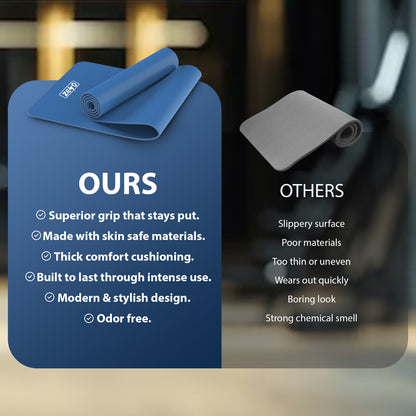 YOGA MAT 10MM THICK EXERCISE MAT GYM WORKOUT FITNESS PILATES HOME NON SLIP NBR