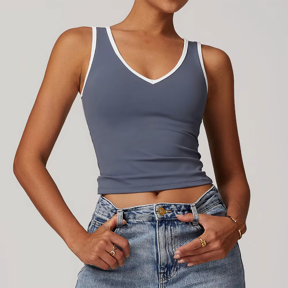 Women Clothes Breathable Sports Bra Absorb Sweat Shockproof Padded Gym Running Fitness Color Blocking Yoga Bra Sports Underwear